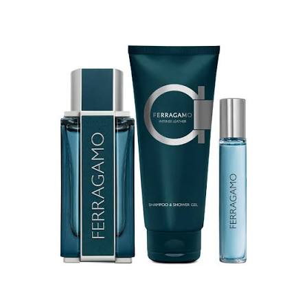 Salvatore Ferragamo Intense Leather Set For Men Eau De Parfum 100ml + Travel Size 10ml + Shower Gel 100ml