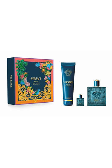Versace Eros Pour Homme Set For Men Eau De Toilette 100ml + Mini Travel 5ml + Bath & Shower Gel 150ml