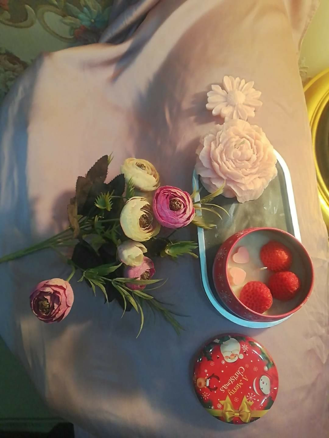 Sherry and Rose Candles Flowers