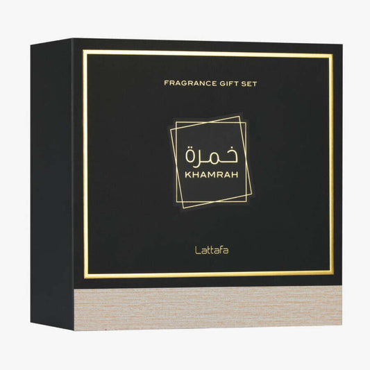 Lattafa Khamrah Set For Unisex Eau De Parfum 100ml + Travel Size 12ml + Hair Mist 50ml