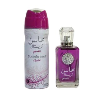 Lattafa Mahasin Crystal Violet Eau De Parfum For Women  100ml + Deodorant