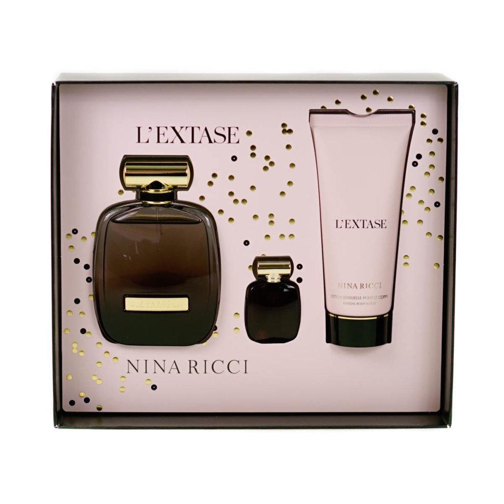 Nina Ricci L`extase Set Eau De Parfum 80ml + Body Lotion 100ml + Eau De Parfum 5ml - O2morny.com