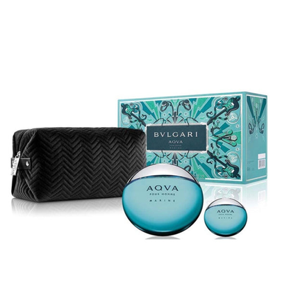 Bvlgari Aqva Marine Set For Men Eau De Toilette 100ml + Mini Travel 15ml + Pouch