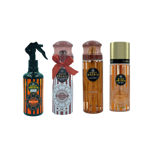 Gulf Orchid Midnight Set Bed Freshener Spray 300ml + Body Mist 250ml + Body Spray 200ml + Hair Mist 85ml