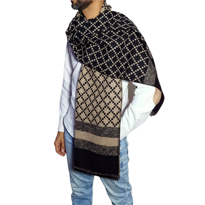 men long double sided wool shawl - scarf 3012
