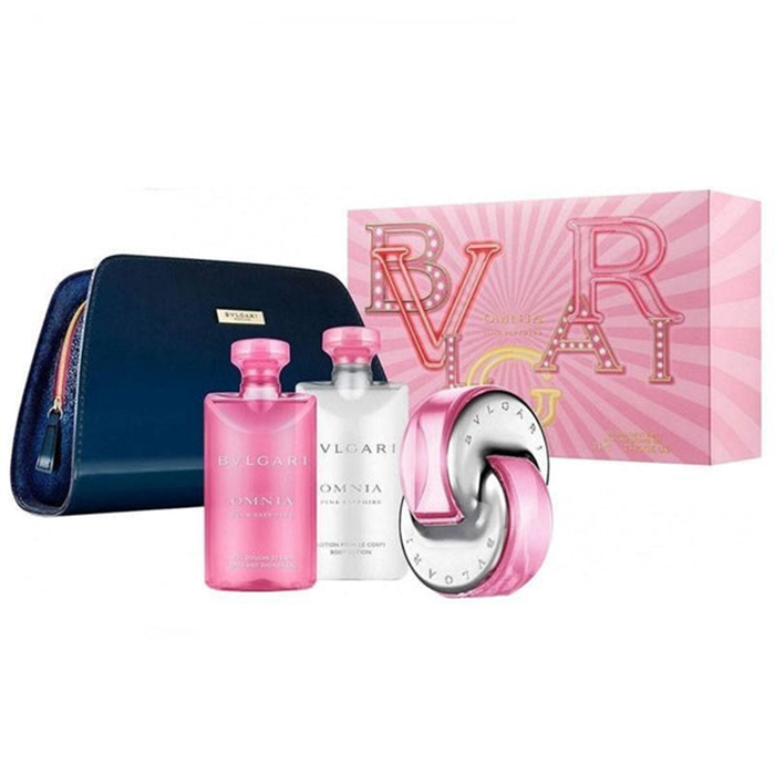 Bvlgari Omnia Pink Sapphire Set For Women Eau De Toilette 65ml+Body Lotion 75ml +Shower Gel 75ml +Pouch