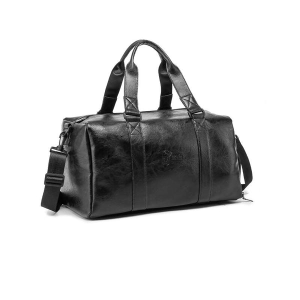 Faux leather bag for the gym and travel large storage capacity unisex bag for men and women Shoe Compartment Rahala GLD11 Black