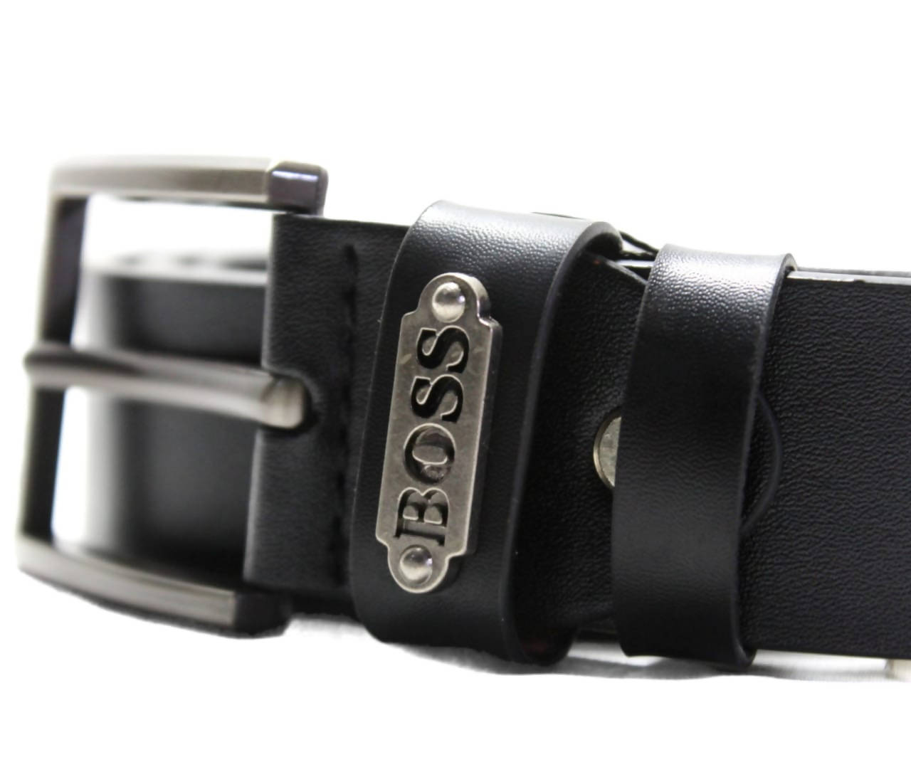 men leather belt hugo boss branded - black
