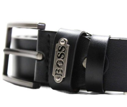 men leather belt hugo boss branded - black
