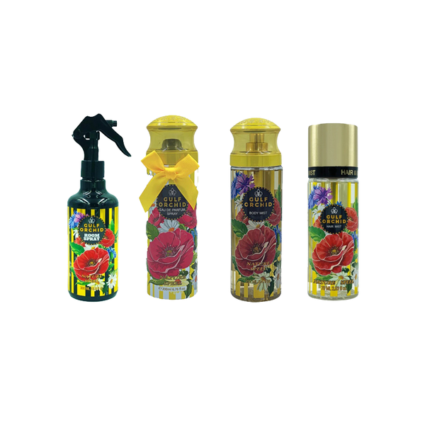 Gulf Orchid Nature Speel Set Bed Freshener Spray 300ml + Body Mist 250ml + Body Spray 200ml + Hair Mist 85ml