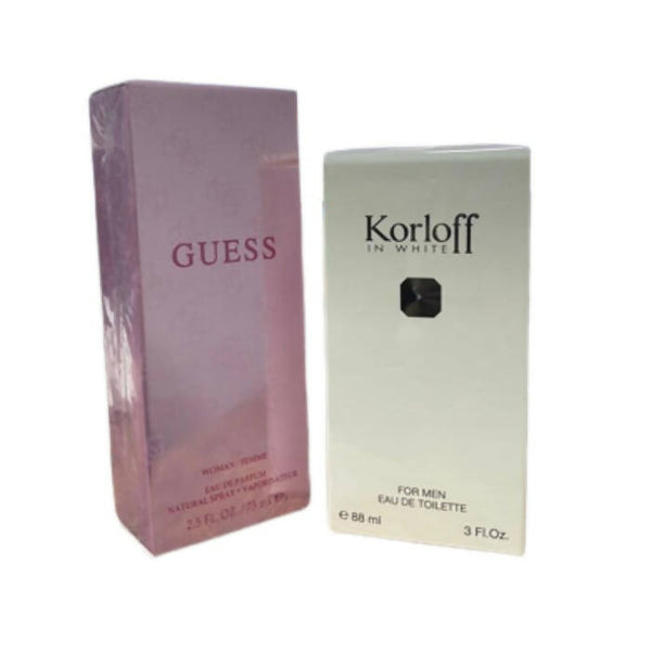 عطر جيس بينك او دو بارفان للنساء 75 مل + عطر كورلوف ان وايت او دو تواليت للرجال 88 مل