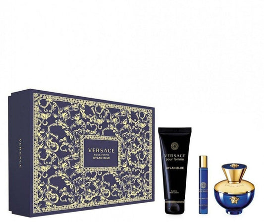 Versace Dylan Blue Pour Femme Set Eau De Parfum 100ml + Body Lotion 150ml + Eau De Parfum 10ml - O2morny.com