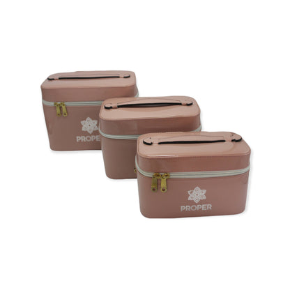 مجموعة من 3 حقائب سفر للمكياج وأدوات الزينة (كاشمير)