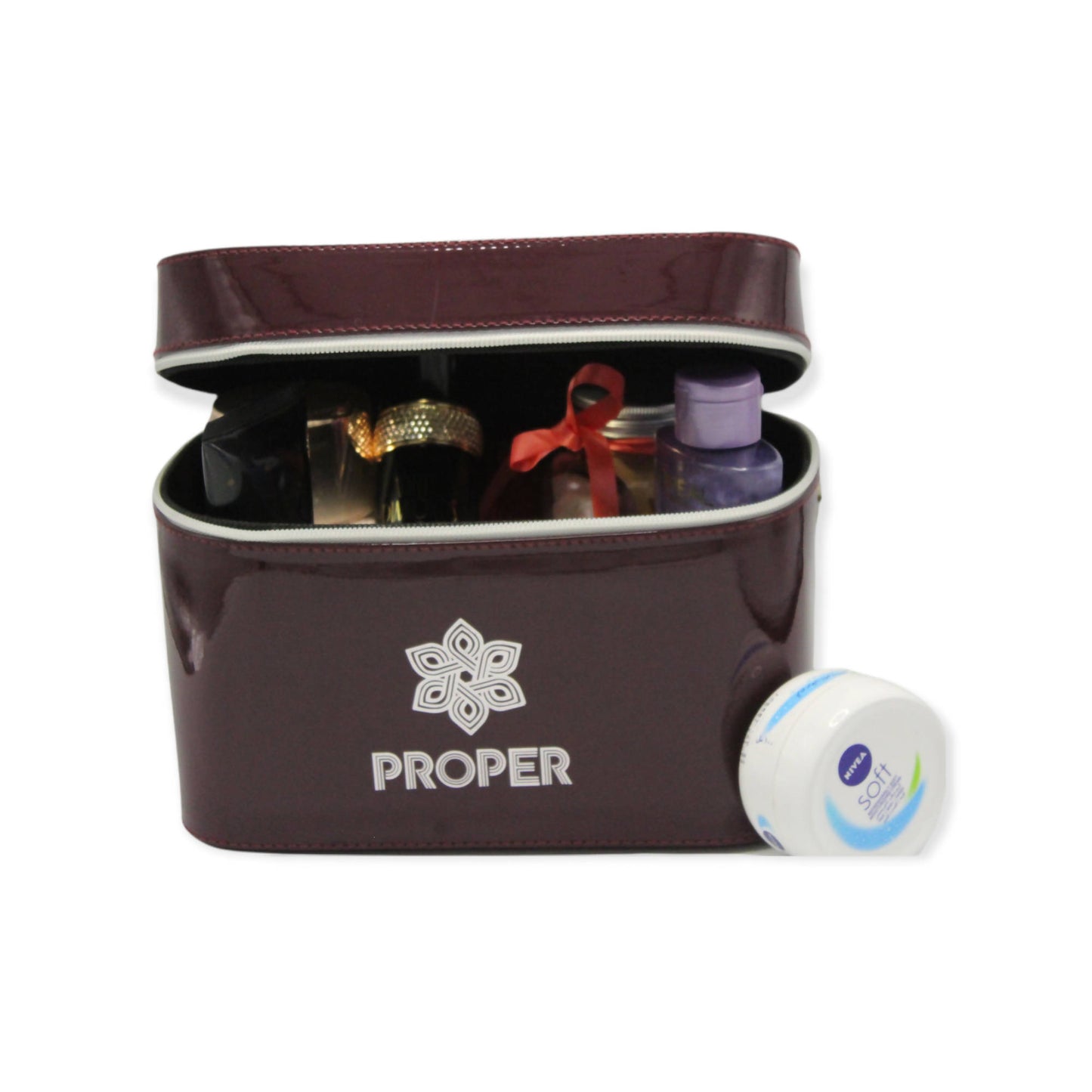 مجموعة من 3 حقائب سفر للمكياج وأدوات الزينة (كستنائي)