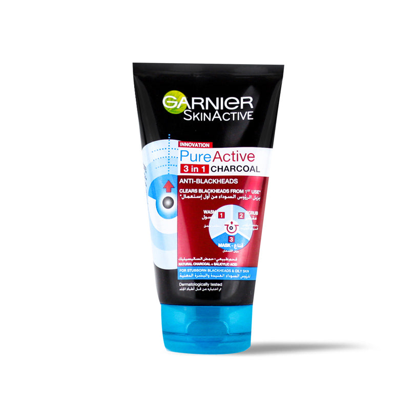 Garnier Pure Active 3 in 1 Charcoal Anti-Blackheads Mask 150ml