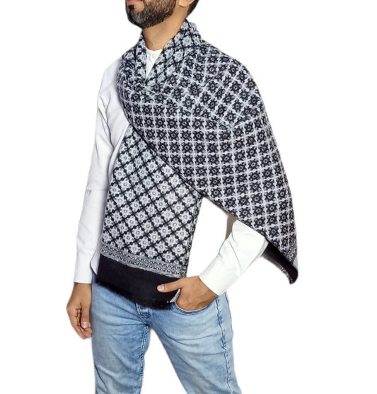 men long double sided wool shawl - scarf 3014