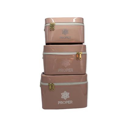 مجموعة من 3 حقائب سفر للمكياج وأدوات الزينة (كاشمير)