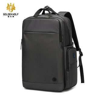 Buy gray Golden Wolf Stylish Basic Travel 15.6 Laptop Backpack Bag USB Charging &amp;Anti-theft Lock, GB00397 Black