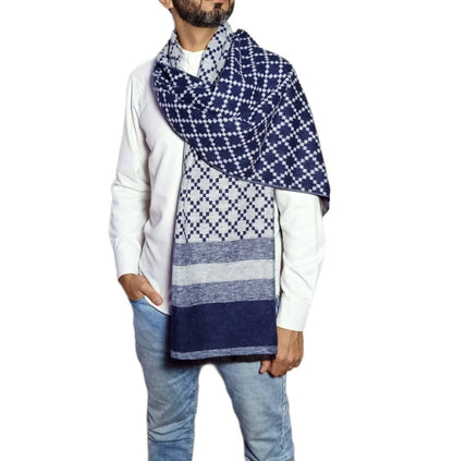 men longdouble sided wool shawl - scarf 3011