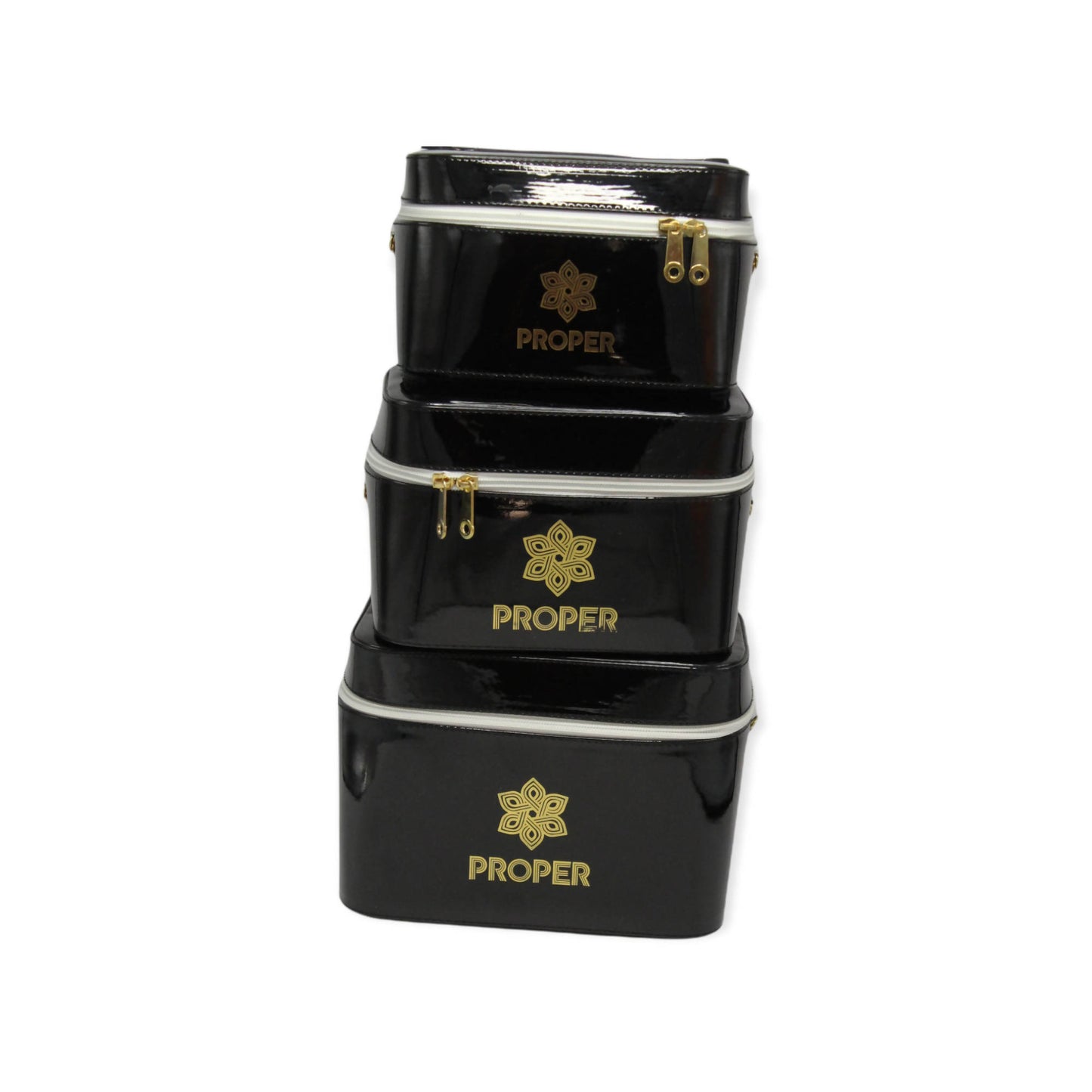 set of 3 makeup & toiletry travel case (black)