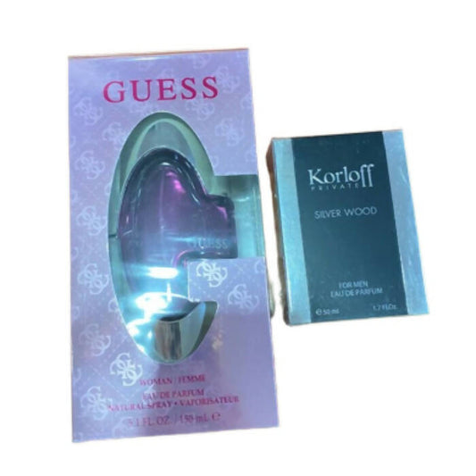 Korloff Private Silver Wood Eau De Parfum For Men 50ml + Guess Pink Eau De Parfum For Women 150ml