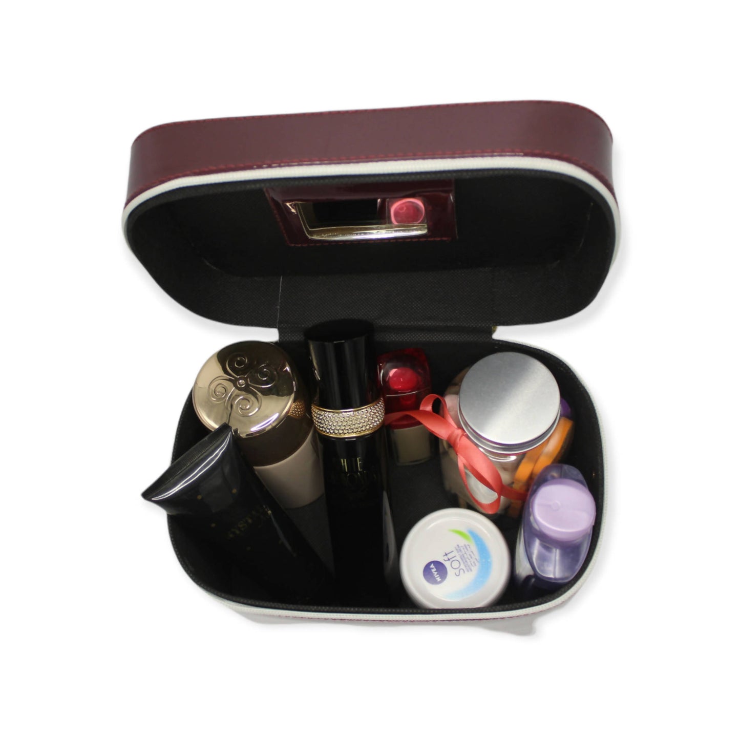 مجموعة من 3 حقائب سفر للمكياج وأدوات الزينة (كستنائي)