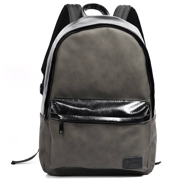 Grey leather backpack mens deals