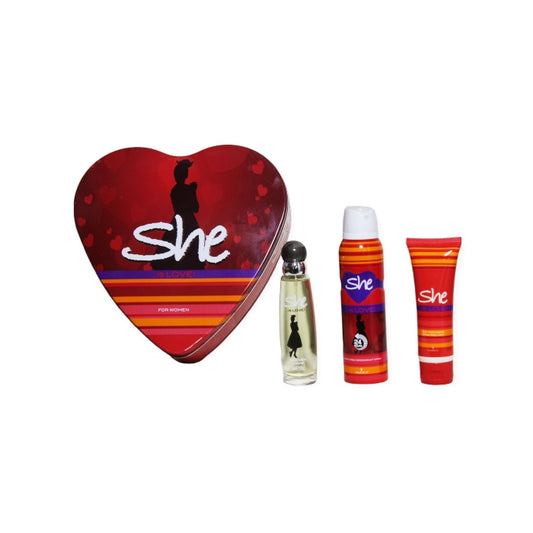 Hunca She Is Love Set For Women Eau De Toilette 50ml + Deodorant 150ml + Body Lotion 75ml