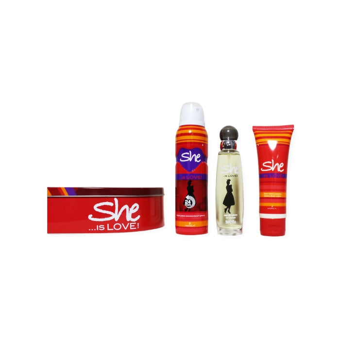 Hunca She Is Love Set For Women Eau De Toilette 50ml + Deodorant 150ml + Body Lotion 75ml