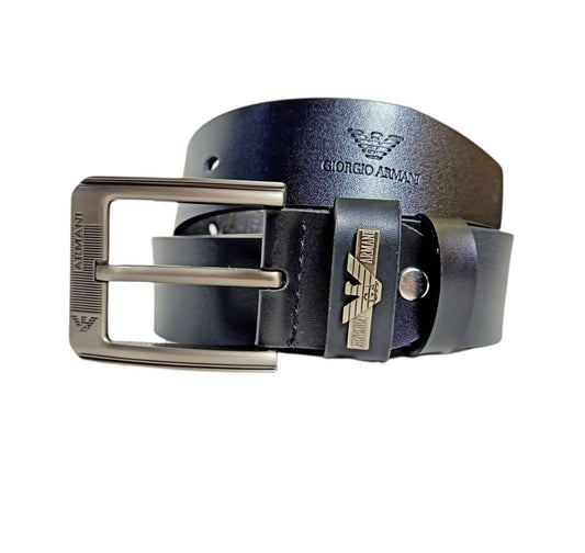 men leather belt armani branded black