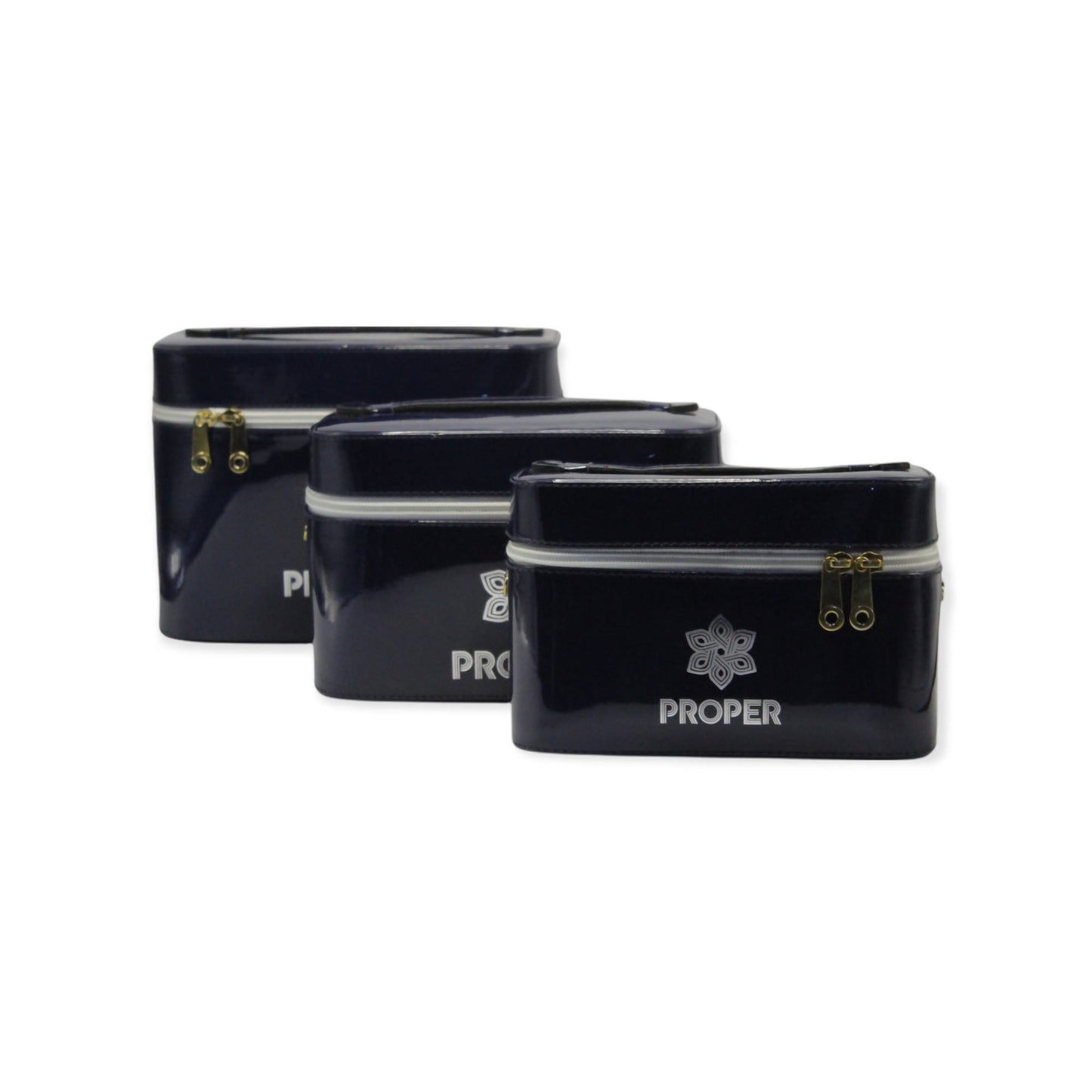 مجموعة من 3 حقائب سفر للمكياج وأدوات الزينة (أزرق غامق)