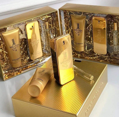 Paco Rabanne One Million Eau De Toilette Set 3 Pieces 100ml EDT + 100ml Shower Jel + 10ml EDT New Gift - O2morny.com