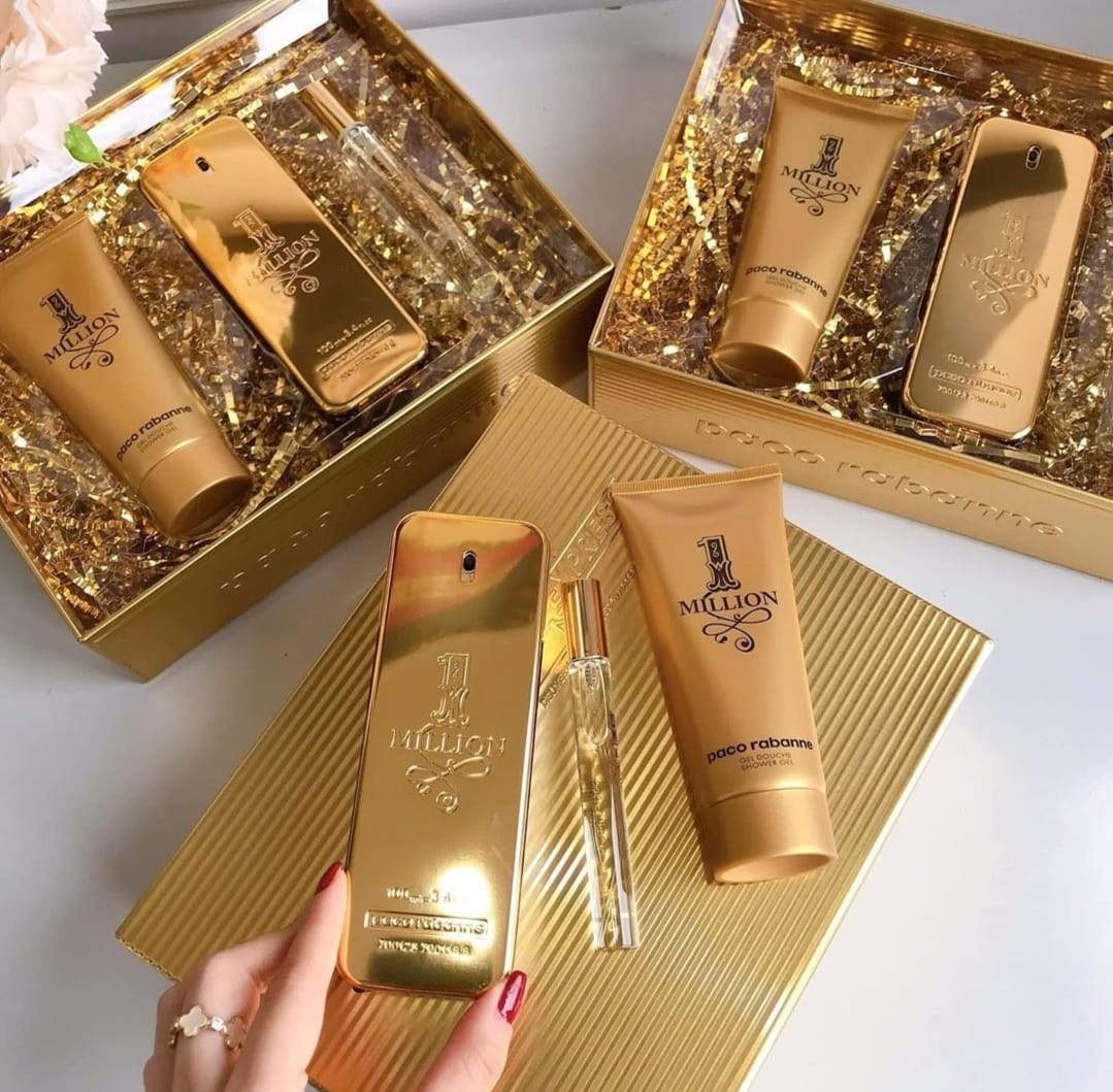 Paco Rabanne One Million Eau De Toilette Set 3 Pieces 100ml EDT + 100ml Shower Jel + 10ml EDT New Gift - O2morny.com