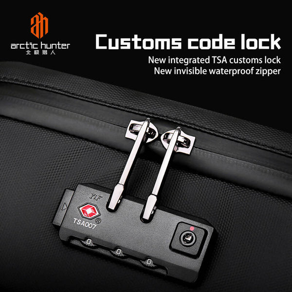 Arctic Hunter 15.6-inch Hard Case Carbon Fiber Anti Theft Backpack with TSA Lock,B00451 - Black
