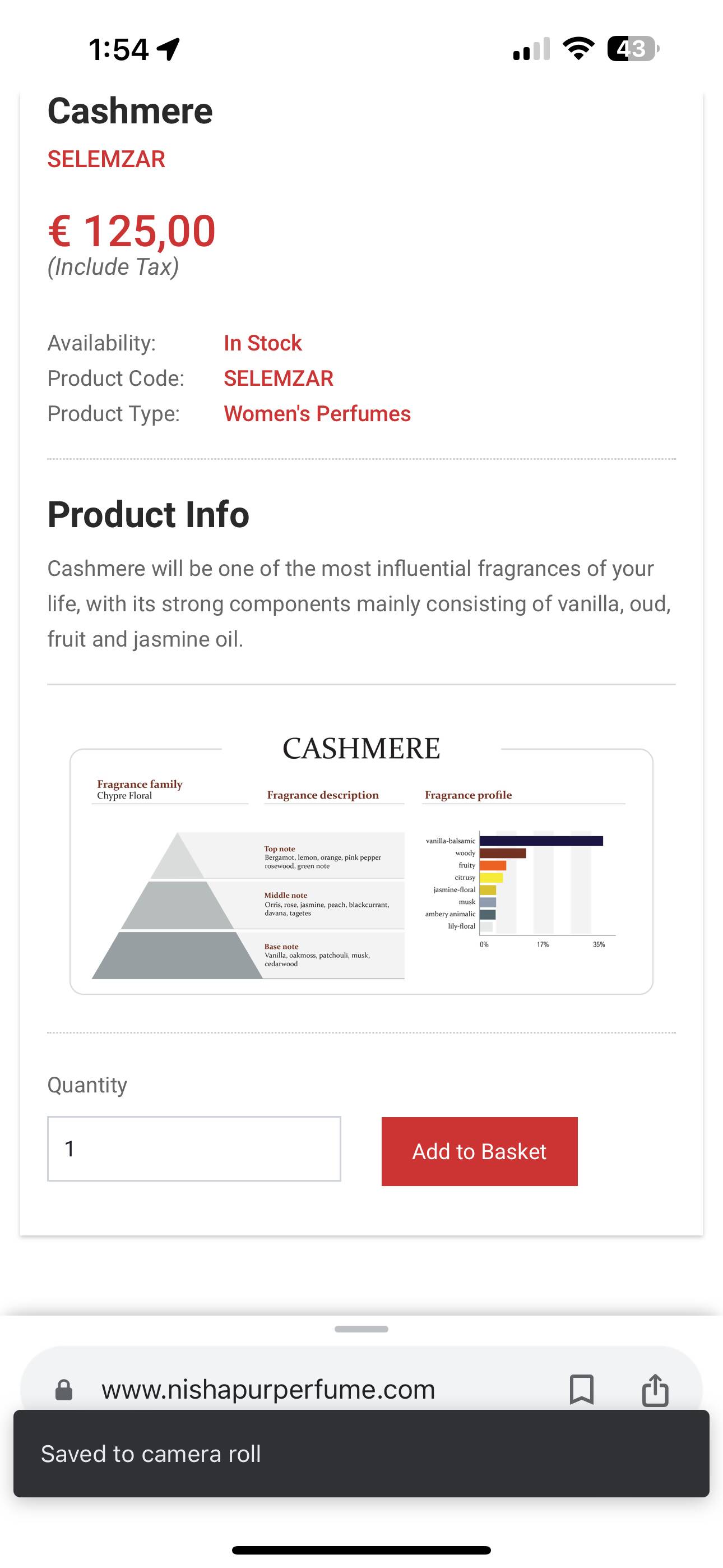 Nishapur Cashmere Extrait De Parfum For Women 100ml