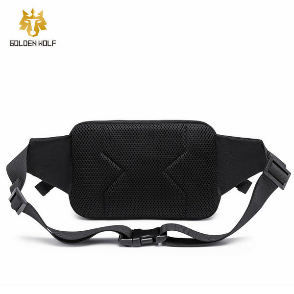 Golden Wolf Y00028 Nylon Unisex Casual Fashion Waist Chest Crossbody Shoulder Bag Black