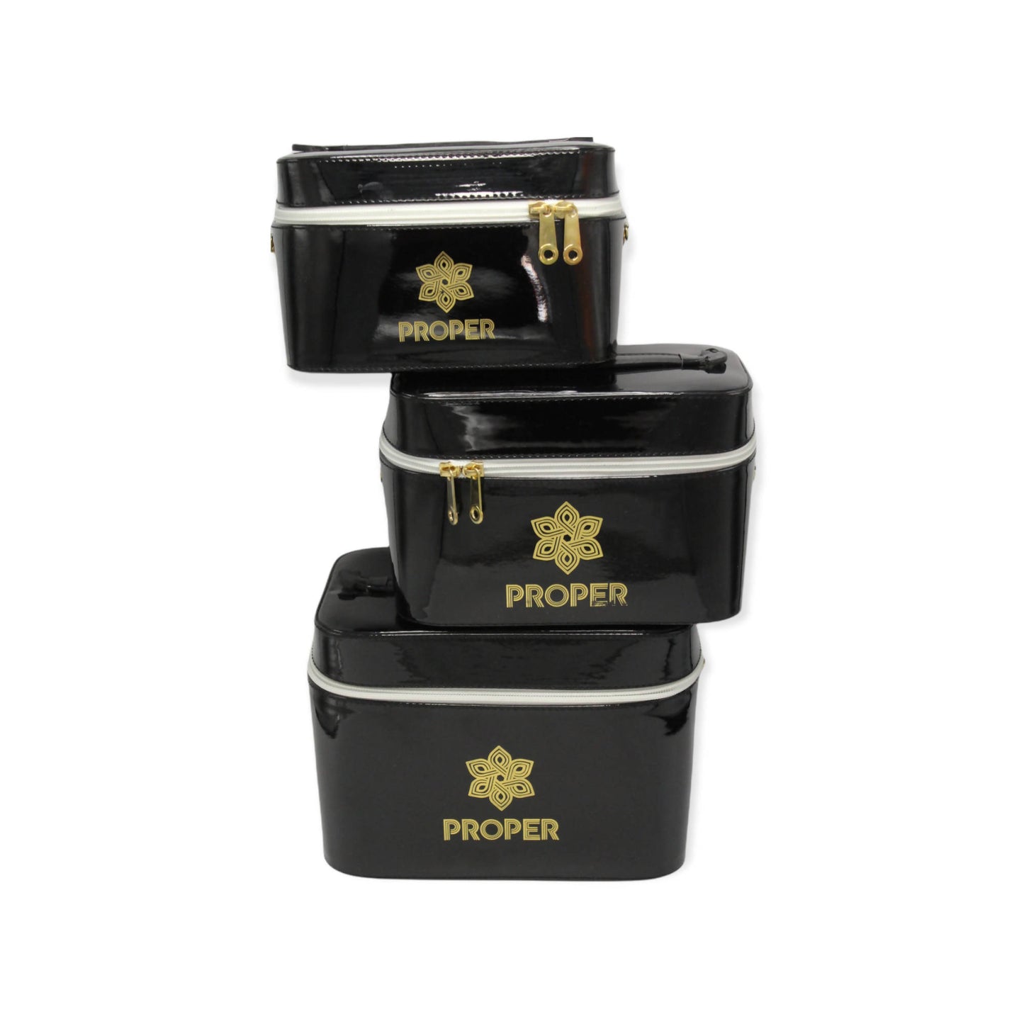 set of 3 makeup & toiletry travel case (black)