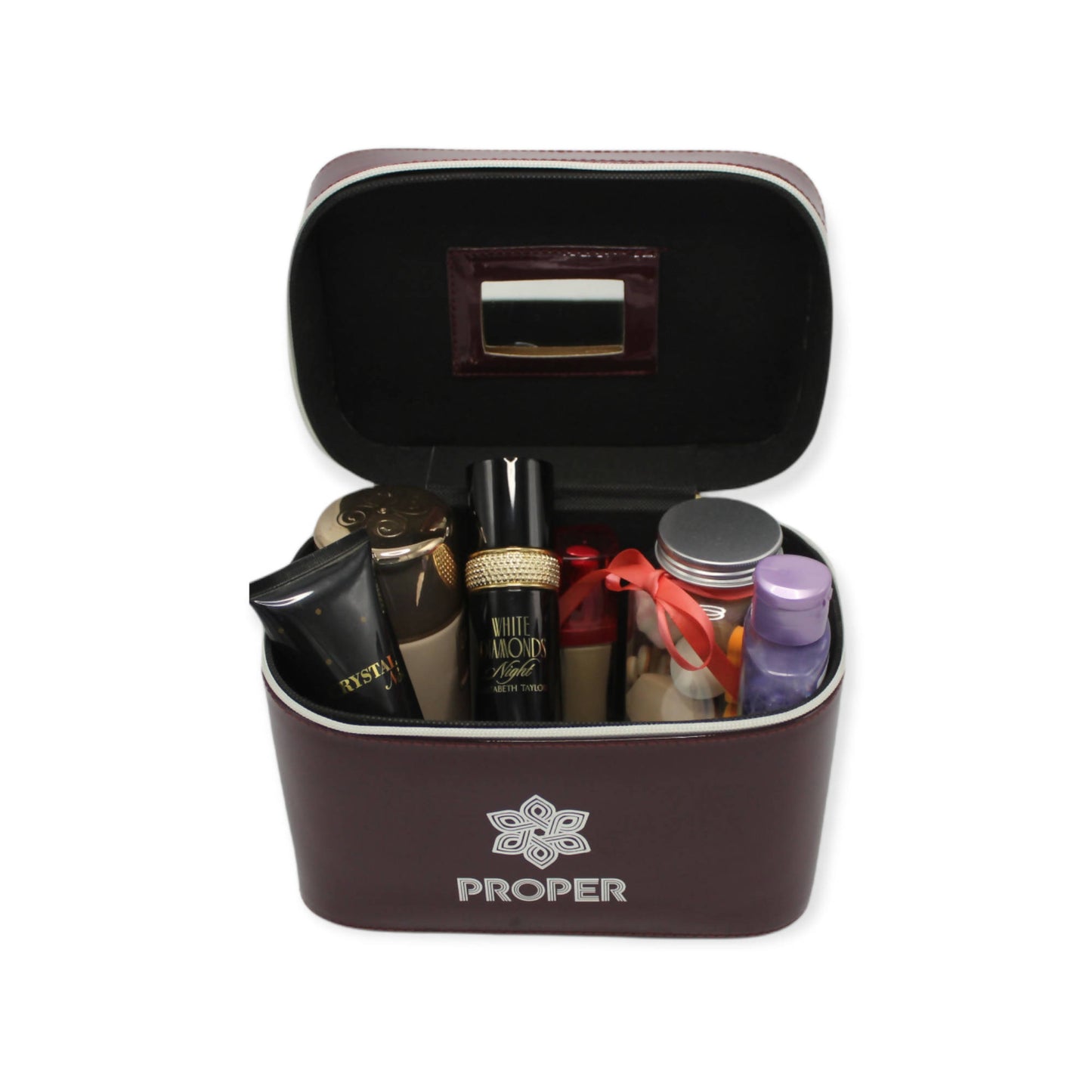 مجموعة من 3 حقائب سفر للمكياج وأدوات الزينة (كستنائي)