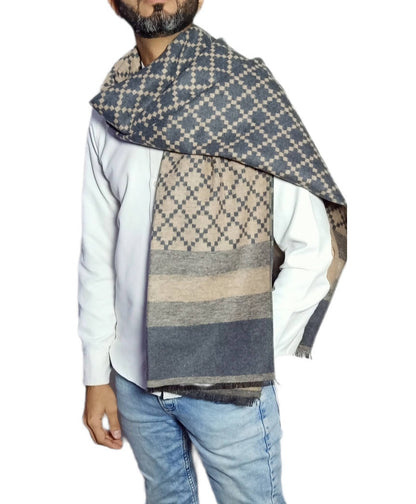 men long double sided wool shawl - scarf 3015