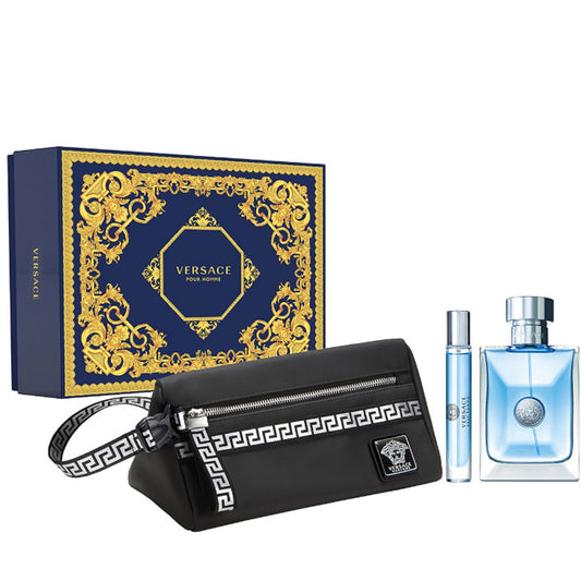 Versace Pour Homme Set For Men Eau De Toilette 100ml + Mini Travel 10ml + Pouch