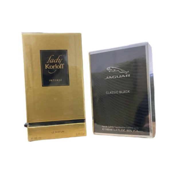 Jaguar Classic Black Eau De Toilette for Men 100ml + Korloff Lady Intense Eau De Parfum For Women 88ml