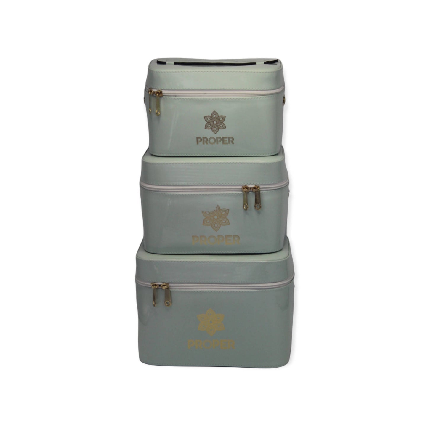 مجموعة من 3 حقائب سفر للمكياج وأدوات الزينة (مينت جرين)