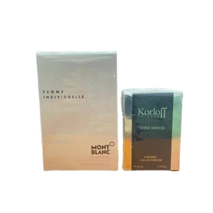 Mont Blanc Femme Individuelle Eau De Toilette For Women 75ml + Korloff Private Silver Wood Eau De Parfum For Men 50ml