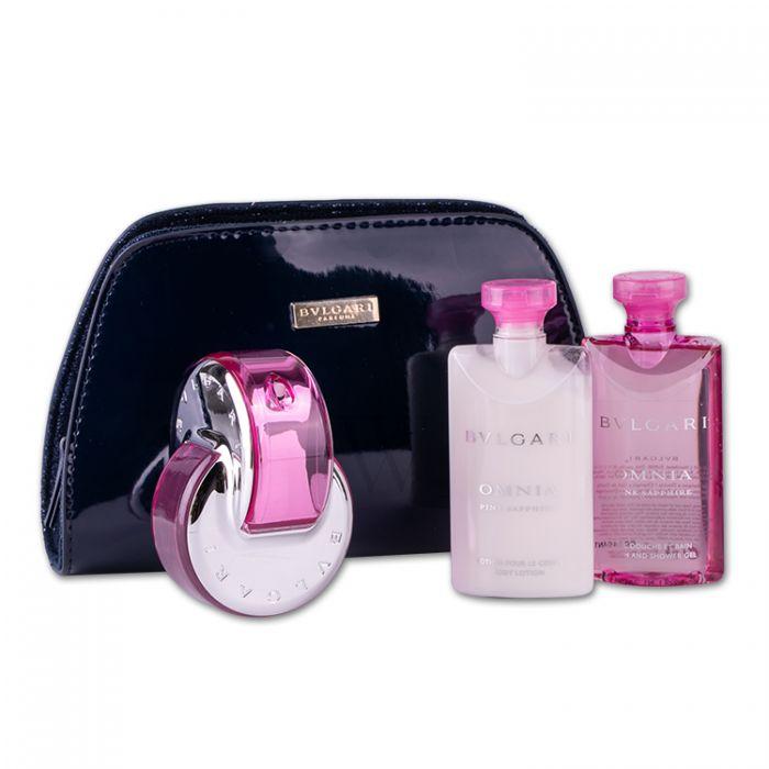 Bvlgari Omnia Pink Sapphire Eau De Toilette 65ml+Body Lotion 75ml +Shower Gel 75ml +Pouch Set - O2morny.com