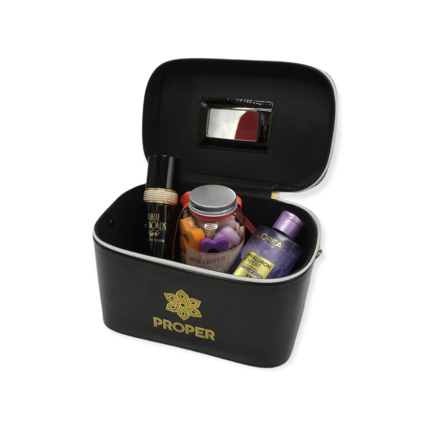 set of 3 makeup & toiletry travel case (black)