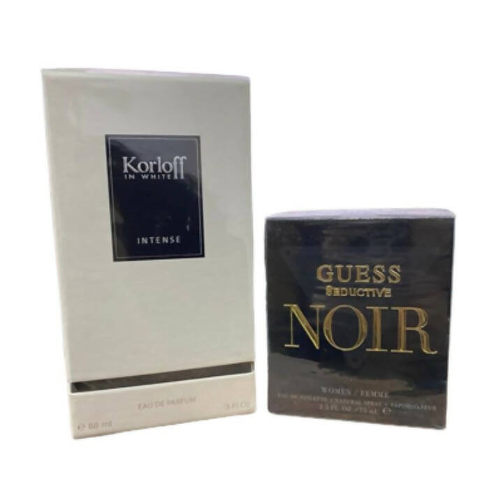 Korloff In White Intense Eau De Parfum For Men 88ml + Guess Seductive Noir Eau De Toilette For Women 75ml