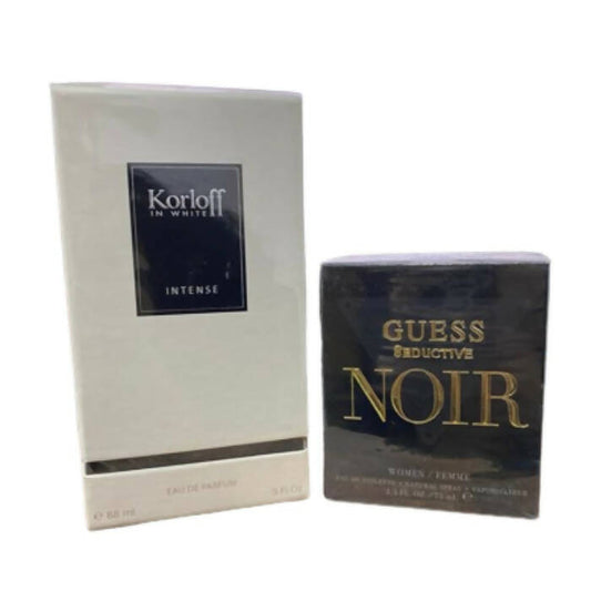 Korloff In White Intense Eau De Parfum For Men 88ml + Guess Seductive Noir Eau De Toilette For Women 75ml