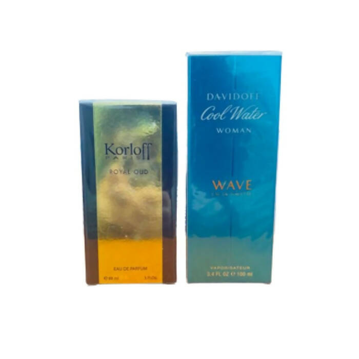 Davidoff Cool Water Wave Eau De Toilette For Women 100ml + Korloff Royal Oud Eau De Parfum Unisex 88ml