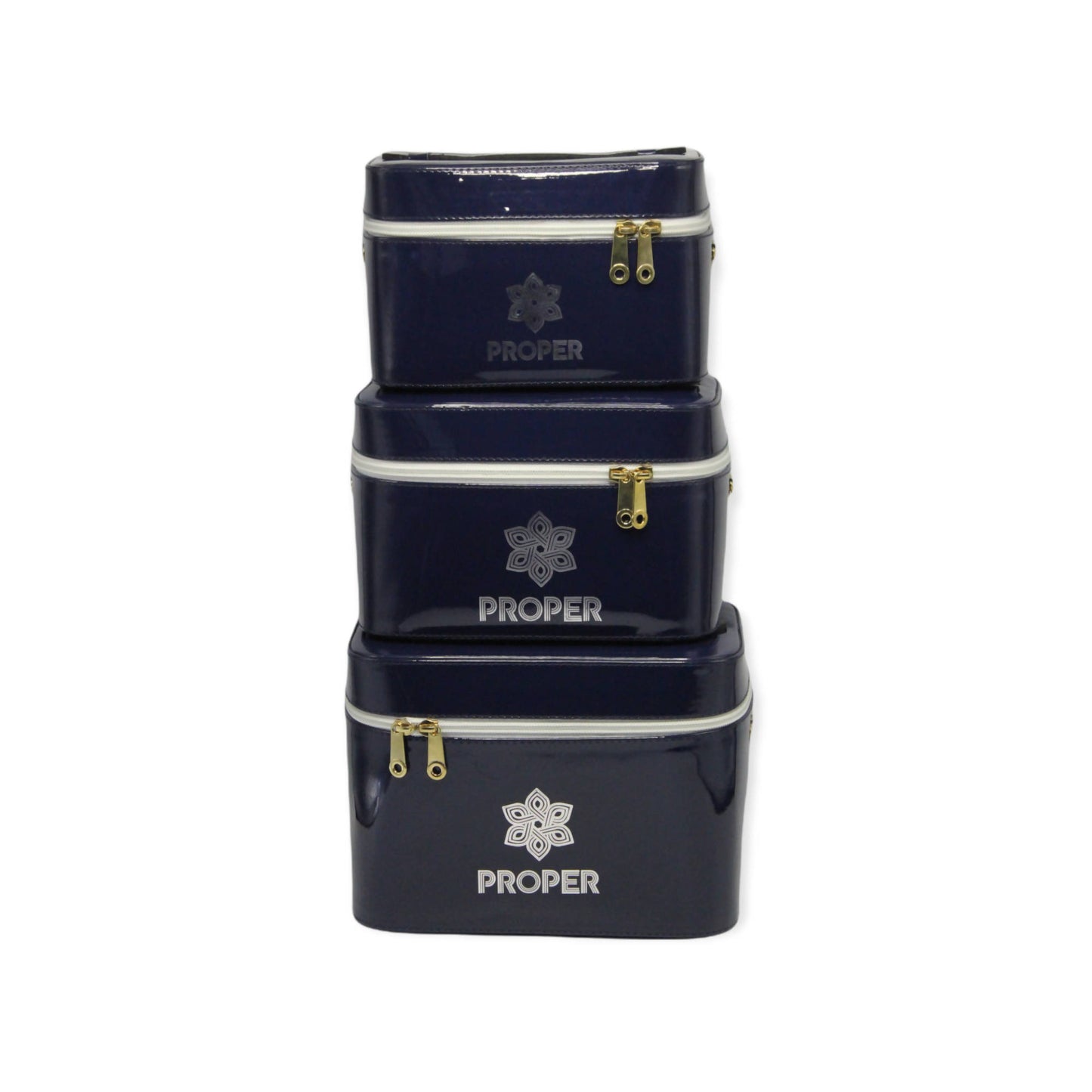 مجموعة من 3 حقائب سفر للمكياج وأدوات الزينة (أزرق غامق)