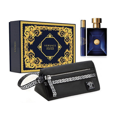 Versace Pour Homme Dylan Blue Set For Men Eau De Toilette 100ml + Mini Travel 10ml + Pouch